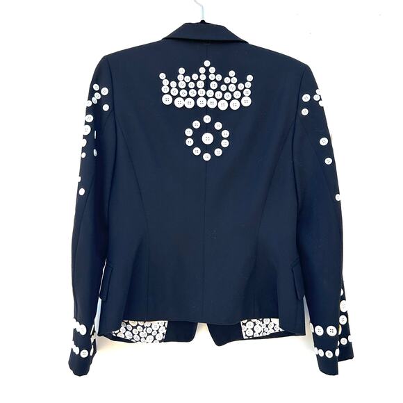 Vintage 90s Escada Margaretha Ley Black Blazer Buttons Wool Jacket 36 Couture 4 - Picture 3 of 13